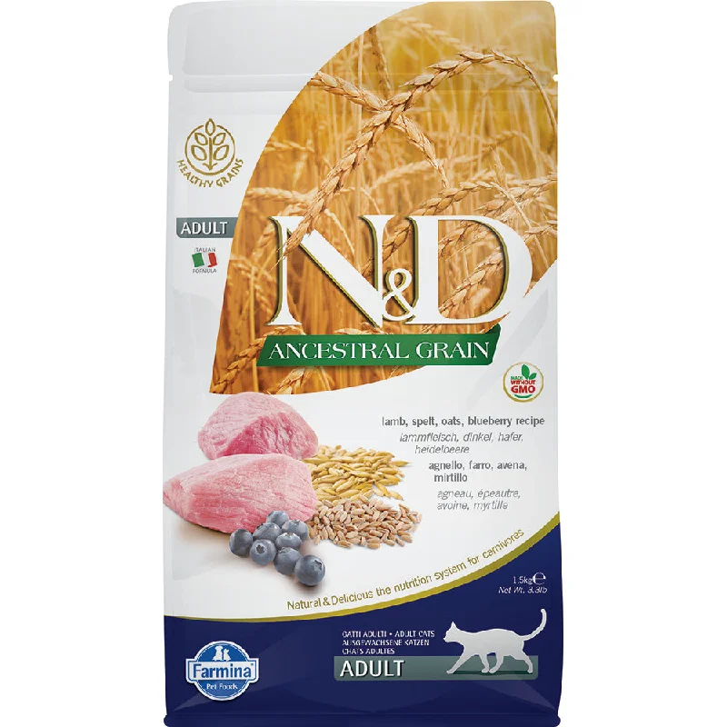 Farmina N&D Ancestral Grain Lamb & Blueberry Recipe Adult Cat Dry Food