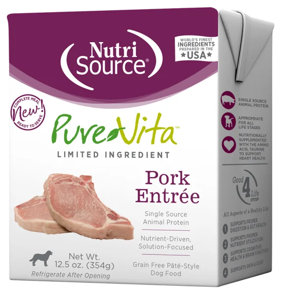 Pure Vita TetraPak Dog GF Pork 12.5 oz