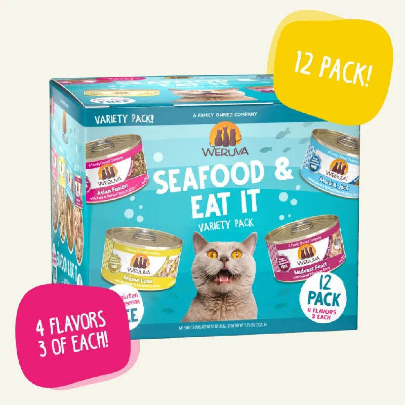 Weruva Wet Cat Food Seafood & Eat It! Variety Pack 3oz Cans 12pk