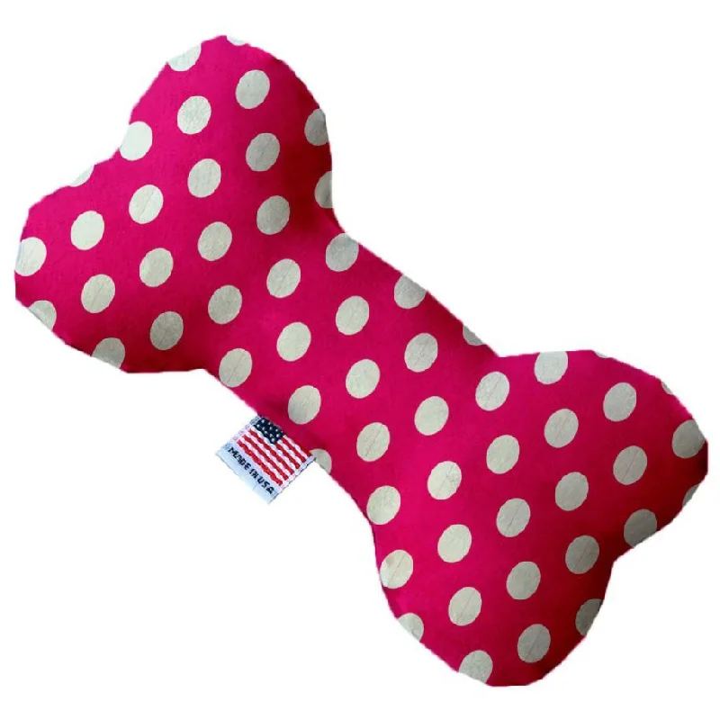 Plush Bone Dog Toy Hot Pink Swiss Dots