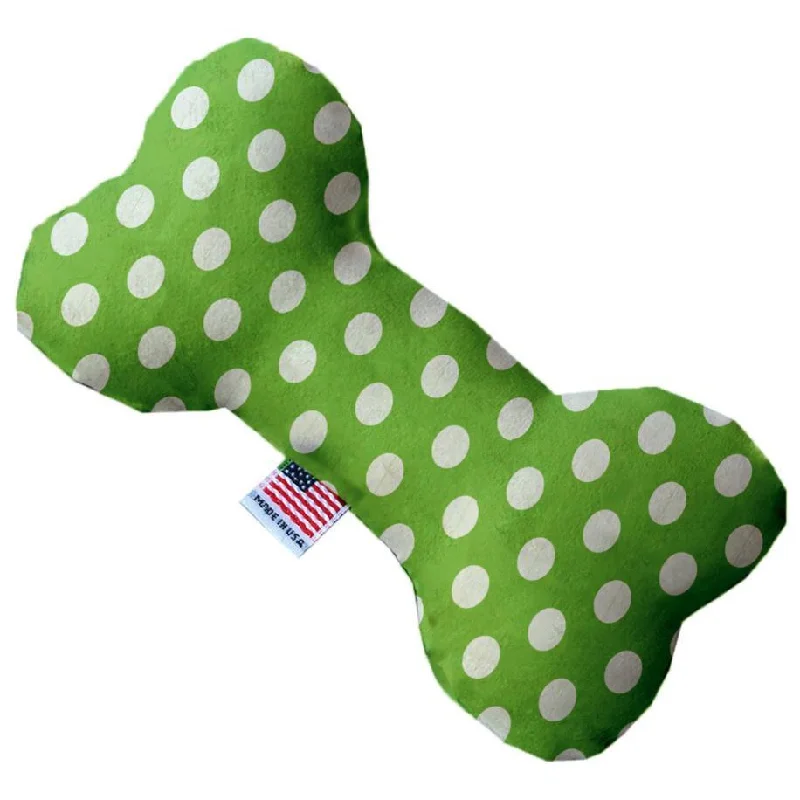 Plush Bone Dog Toy Lime Green Swiss Dots