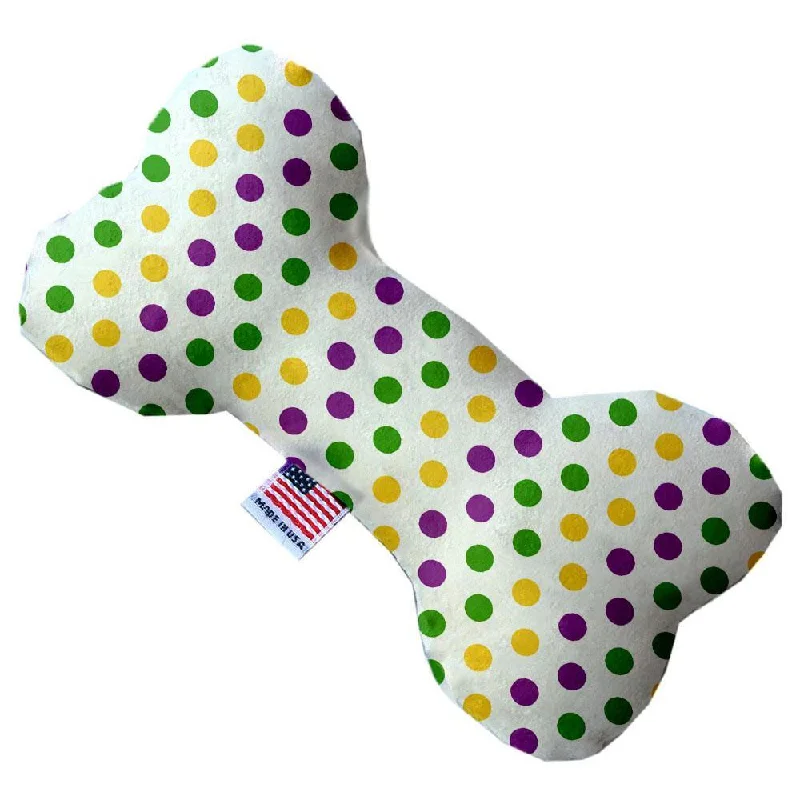 Plush Bone Dog Toy Mardi Gras Polka Dots