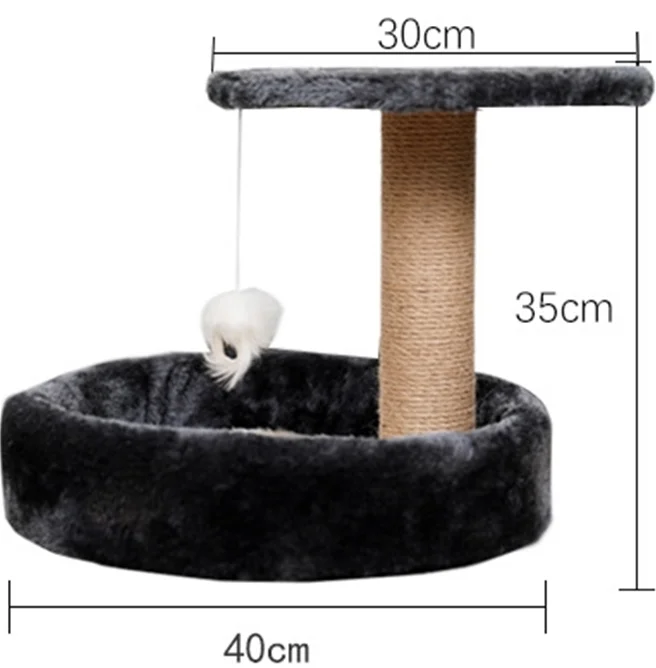 Blue Small Cat Tree with a Dangling Toy