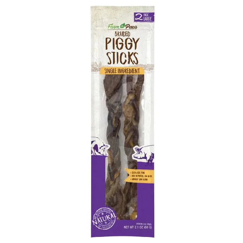 Cadet Farm to Paws Braided Piggy Sticks - Natural Dog Treats