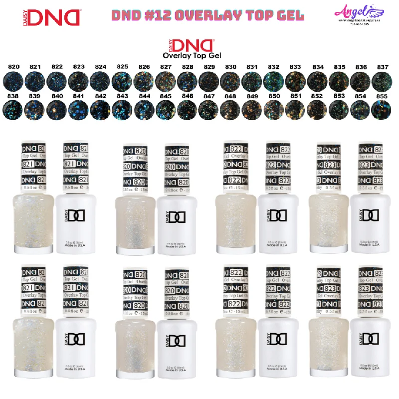 DND12 Overlay Top Gel Collection #12 (Full Set 36 Colors #820 - #855)