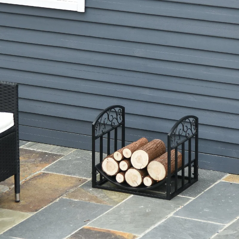 Iron Arched Log Rack Black