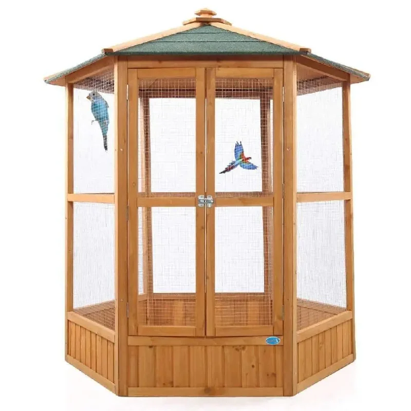 Large Wooden Outdoor Aviary with Covered Roof Wooden Outdoor Bird Cage