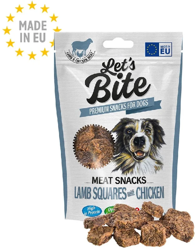 Let's Bite Meat Snacks - recompense pentru câini, bucăţi cu Miel şi Pui 80g