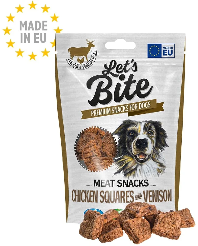 Let's Bite Meat Snacks - recompense pentru câini, bucăţi cu Vânat şi Pui 80g