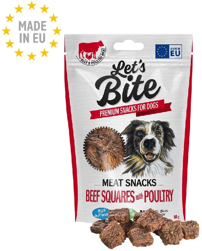 Let's Bite Meat Snacks - recompense pentru câini, bucăţi cu Vită şi Pasăre 80g