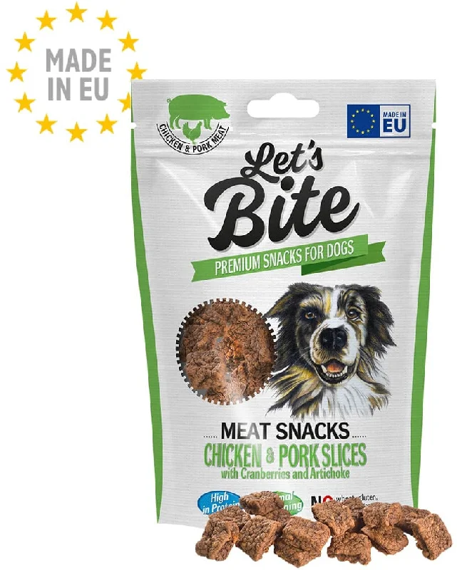 Let's Bite Meat Snacks - recompense pentru câini, felii cu Pui şi Porc 80g