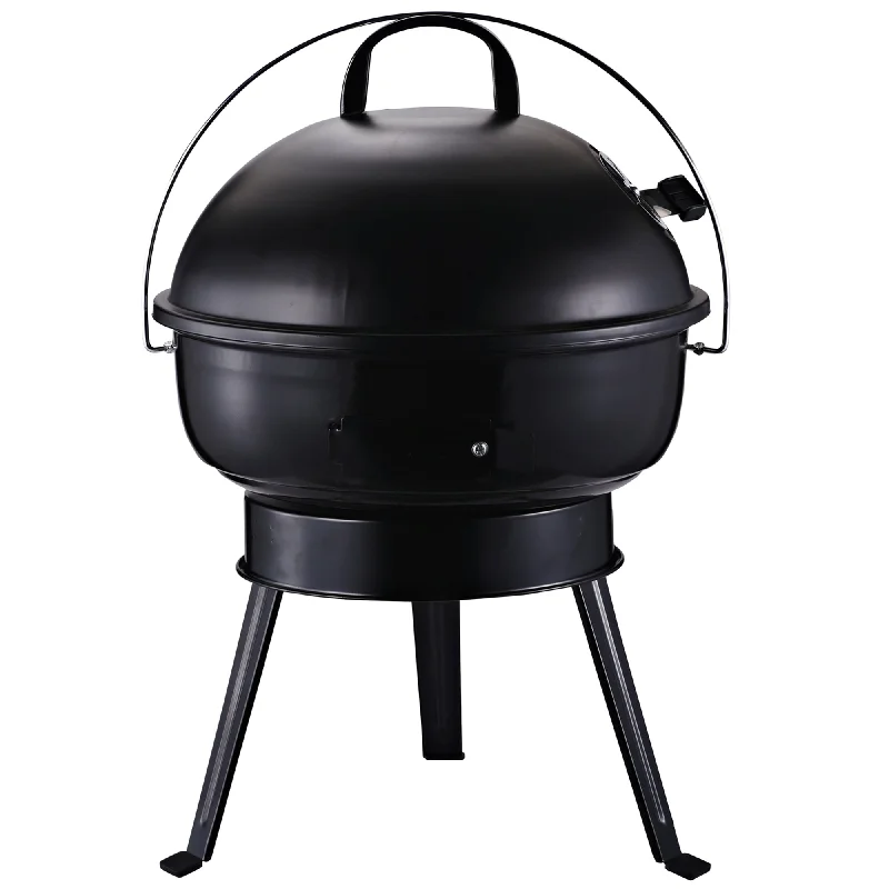 Metal Portable Tripod Charcoal BBQ Grill Black