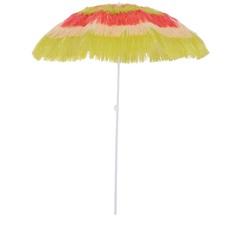 Patio Garden Hawaii Beach Sun Umbrella Sunshade Hawaiian Folding Tilting Crank Parasol Multicolor