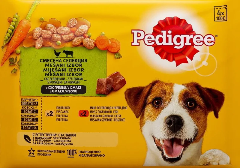 PEDIGREE Multipack s pil./pov. i s gov./pov. u umaku, 4x100g