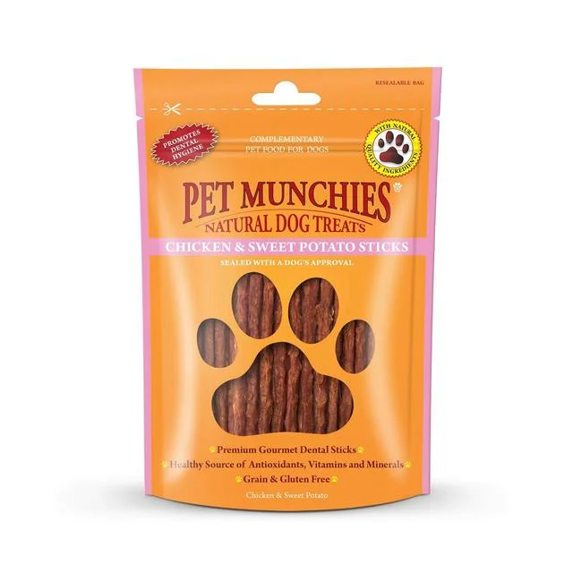 Pet Munchies Chicken & Sweet Potato Dog Treats   90g