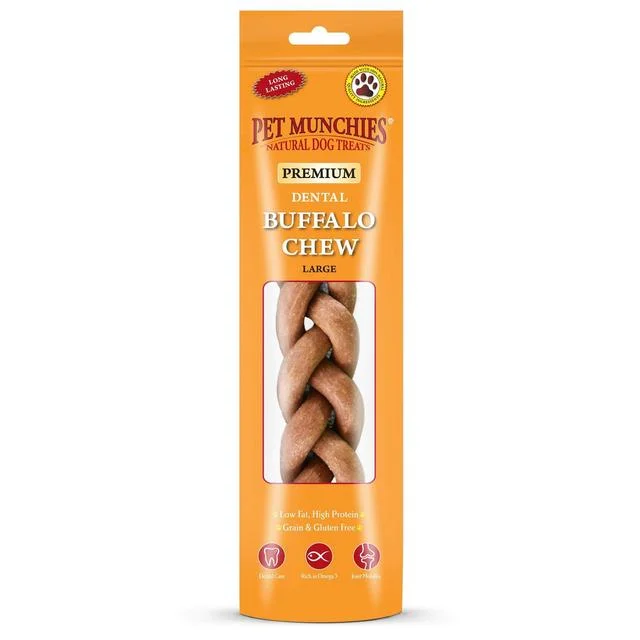 Pet Munchies Large Buffalo Dental Chew Dog Treats   90g