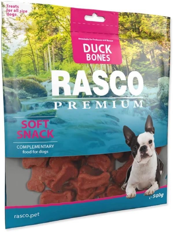 RASCO Premium Recompensă pentru câini, formă Os, cu Raţă 500g