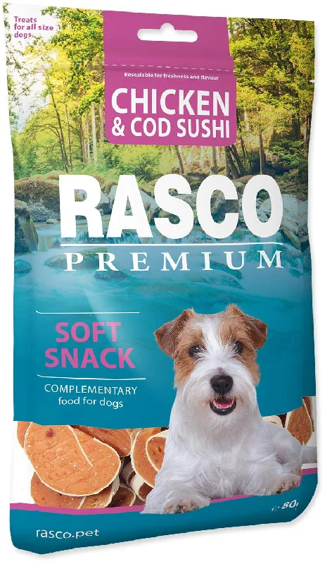 RASCO Premium Recompensă pentru câini, Sushi cu Pui şi Cod 80g