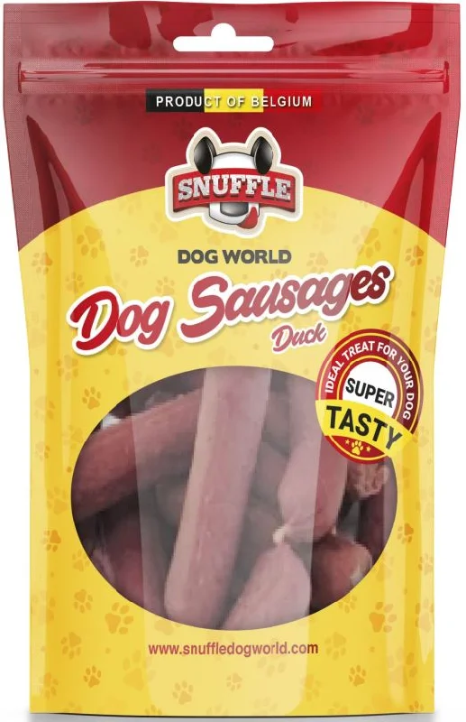 SNUFFLE DOG Recompense pentru câini, Cârnaţi din Raţă, 80gr