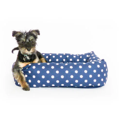 FITZ & FELLOW | Bolster Bed in Navy Ikat Dot